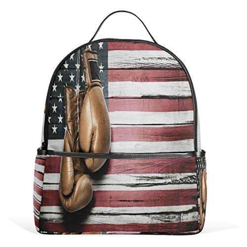 Schulrucksack mit amerikanischer Flagge, aus Holz, wasserdicht, für Sport, für Kinder, Damen, Herren