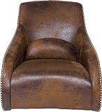 Kare Design Sessel Swing Ritmo Braun, Schaukelsessel aus pflegeleichtem Polyester Stoff, Schaukelstuhl im Vintage Style, gemütlicher Loungesessel mit Kippfunktion, (H/B/T) 83x76x74 cm