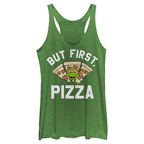 Teenage Mutant Ninja Turtles Damen Pizza First Racerback Tank Top Hemd, Envy Green, Klein