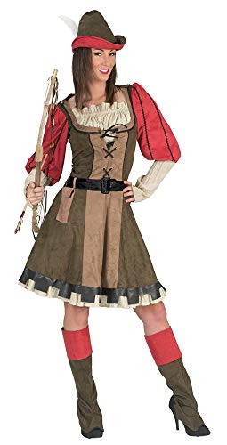 Lady Marian Robin Hood Kostüm für Damen - Grün Rot - Gr. 32/34