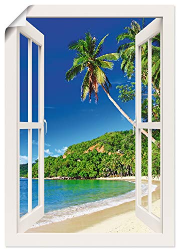 Artland Qualitätsbilder I Poster Kunstdruck Bilder 100 x 70 cm Landschaften Küste Karibik Foto Blau D3AF Tropisches Paradies Fensterblick