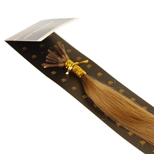 hair2heart 200 x Microring I-Tip Extensions aus Echthaar, 50cm, 0,5g Strähnen, glatt - Farbe 14 dunkelblond