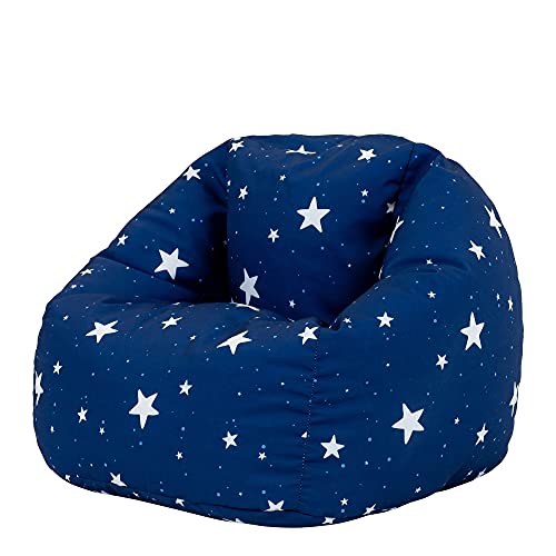 Icon Sitzsack Sessel für Kinder „Sternenklar“, Dunkelblau, Kindersitzsack Wasserabweisend, Sitzsäcke für den Innen- und Außenbereich mit Füllung