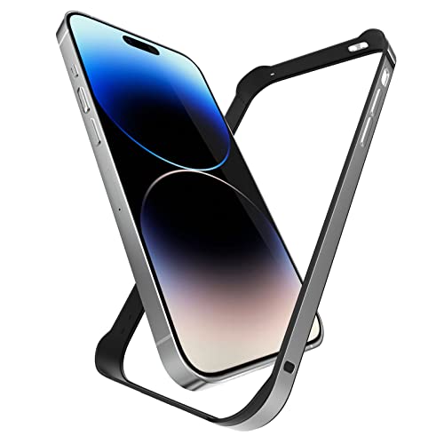 Arktis Hülle kompatibel mit iPhone 14 Pro Max, AirZero Alu Bumper Rahmen - Silber kabelloses Laden möglich Aluminium ultradünn federleicht
