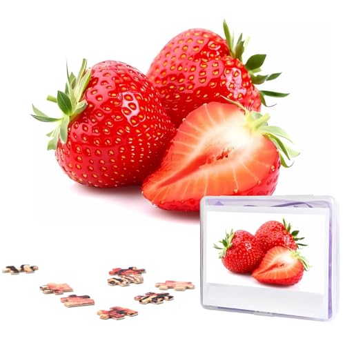 KHiry Puzzles 1000 Teile Personalisierte Puzzles Frische Erdbeere Foto Puzzle Herausforderndes Bild Puzzle für Erwachsene Personaliz Jigsaw mit Aufbewahrungstasche (74,9 x 50 cm)