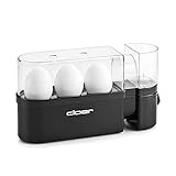 Cloer 6020 Eierkocher, bis zu 3 Eier, herausnehmbarer Eierträger, Servierfunktion, 300 Watt, Kunststoff, Schwarz
