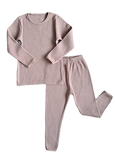 DreamBuy 20 Farben Gerippter Pyjama/Trainingsanzug/Loungewear Unisex Jungen und Mädchen Pyjamas Babykleidung Pyjamas für Damen und Herren (Samtmokka, S)