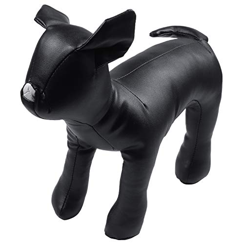 Bumdenuu Hundepuppen aus Leder für Hunde, stehend, Schaufensterpuppe für Haustiere, Schwarz, S