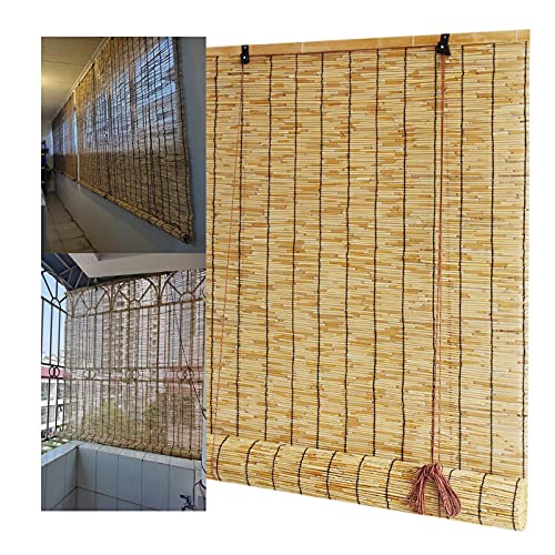 Natural Schilf Vorhang Bambus-Rollo,Handgewebt Lifting Bambusrollo Bambus Raffrollo sonnenschutzrollos Atmungsaktiv Wand Hauptdekorationen,FüR AußEnterrasse 40x200cm/15.7x78.7in