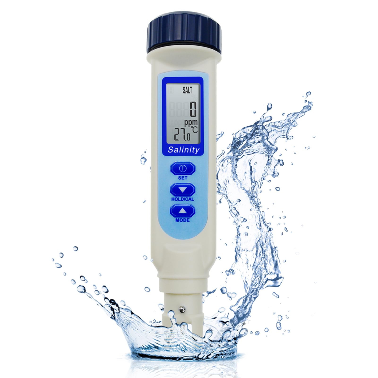 Stift Stil Salzgehalt und Temperatur ATC und NaCl Salzwasser Qualitäts Messgerät für Salzwasser, Aquarium, Hydroponik und Lebensmittel (100.0ppt)