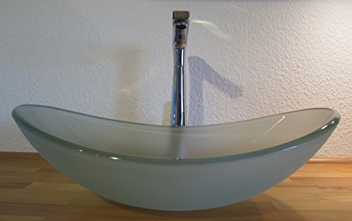 Nero Aufsatz Glas Waschbecken satiniert oval