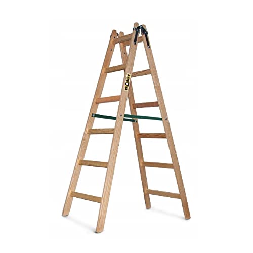 Leiter aus Holz Doppelstufenleiter Stehleiter Sprossenstehleiter Holzleiter Malerleiter 6 Sprossen