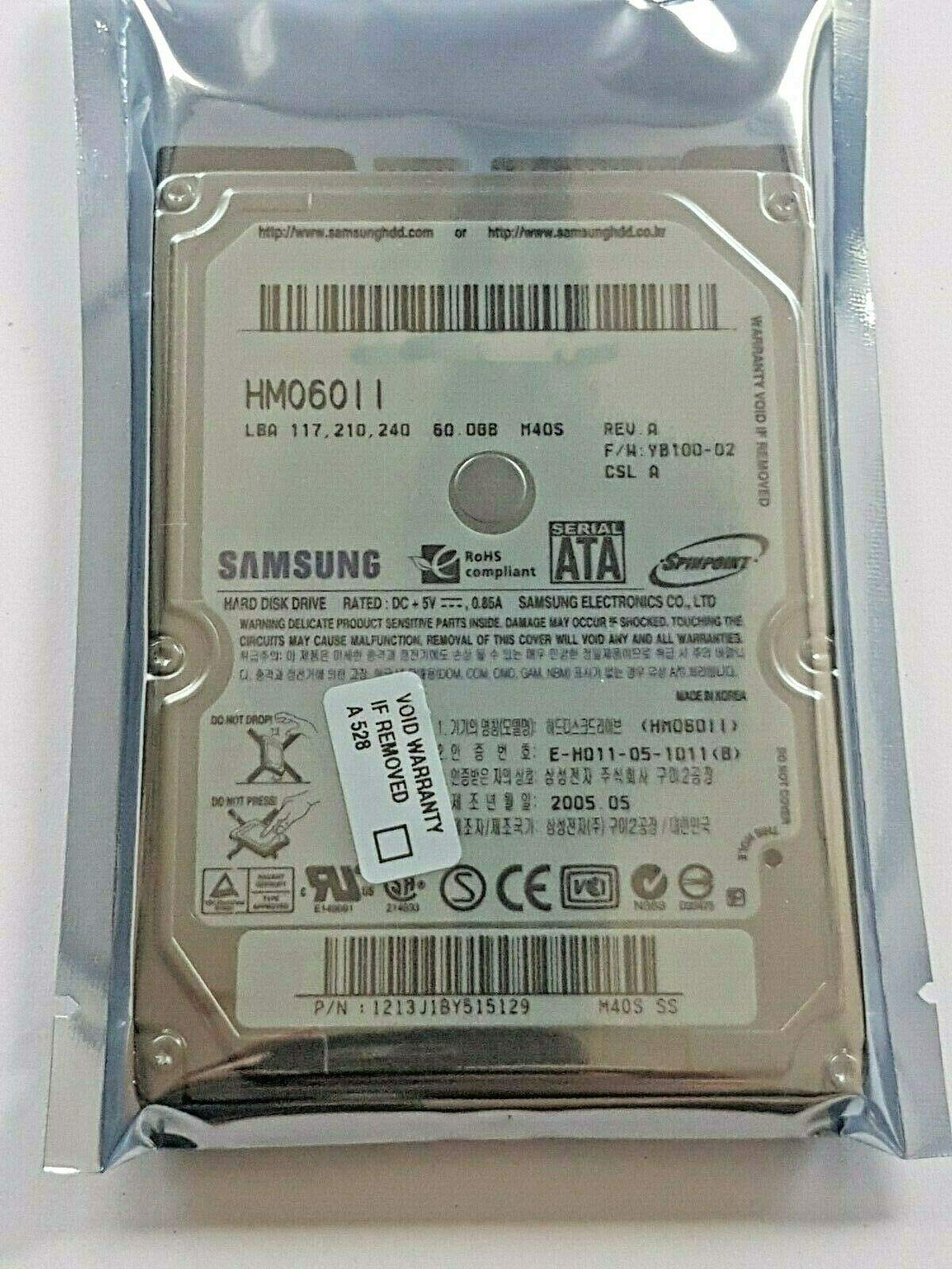 Festplatte 60 GB SATA-II HM06011 5400rpm 8MB Buffer 2,5 Zoll interne