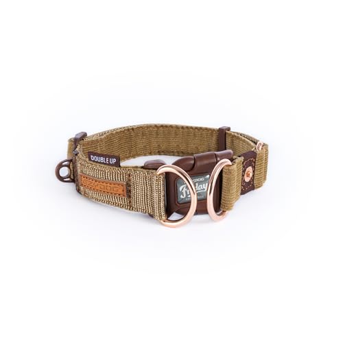 EZYDOG Double Up Hundehalsband | Hundehalsband für kleine, mittlere, große Hunde, reflektierendes Hundehalsband, höchster Komfort, weiches Neopren-Material, starkes Nylon-Gurtband (groß, kord)