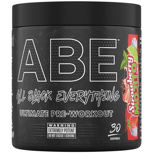 Applied Nutrition ABE Pre Workout Booster - All Black Everything Pulver Energie, Körperliche Leistungsfähigkeit mit Citrullin, Kreatin, Beta Alanin, Koffein, 315g (Strawberry Mojito)