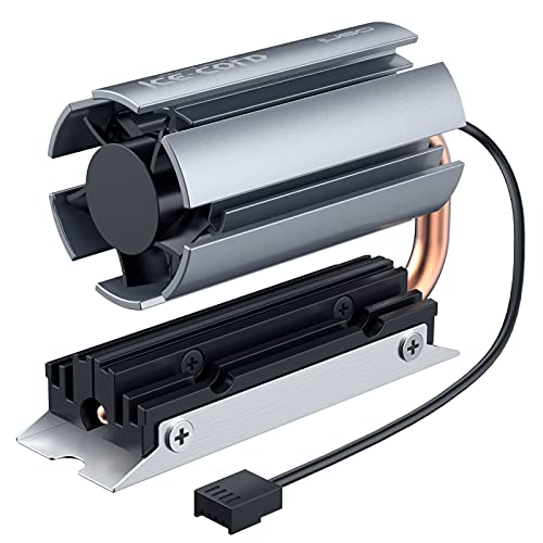 Heatpipe Kühler mit PWM-Lüfter | Schwenkbarer Kühlköper für M.2 SSD (2280) | 6mm Kupfer-Heatpipe | Geschwindigkeit einstellbar Fan | ineo-M9