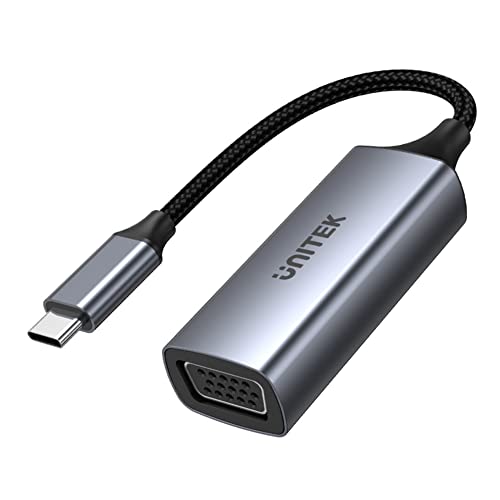 UNITEK USB-C zu VGA FullHD Alu Adapter 0,15 M | V1413A | 1080P 60Hz | VGA Anschluss | USB-C Stecker | Mirroring | Extension for Multi-Task | Plug&Play