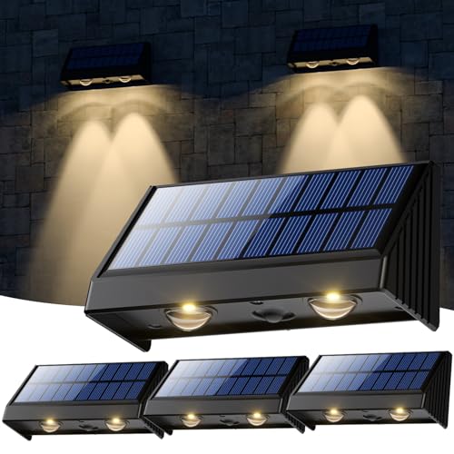 OUSFOT Solarleuchten für Außen (4 Pack) Wasserdicht Solar Wandleuchten für Wand Zaun Geländer