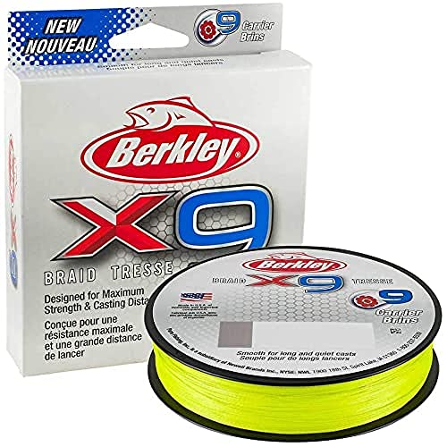 Berkley Unisex-Adult X9 Geflochtene Angelschnüre, Flame Grün, 6.4kg |2188yd | 2000m