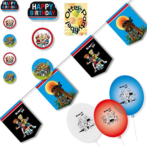 HHO Die DREI ???-Party-Set Fragezeichen-Kids-Party-Set Detektiv-Party-Set Dekoration : Wimpelkette Deckenhänger Luftballons