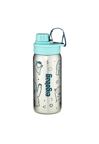 ergobag Edelstahl Trinkflasche Edelstahl Trinkflasche mit verschiedenen Motiven für Kinder, 500ml, BPA-frei, auslaufsicher, leicht zu reinigen Petrol