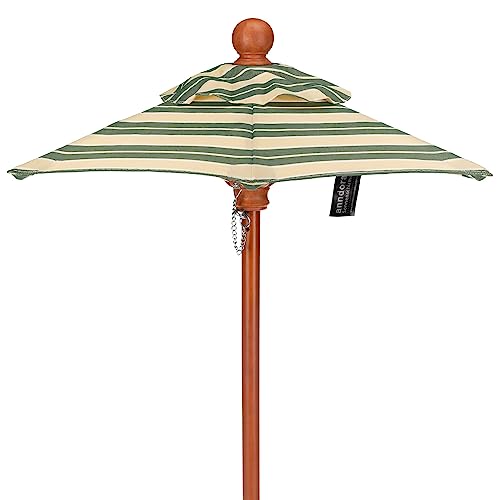 anndora Mini Tisch Sonnenschirm Dekoschirm 100 cm rund mit Winddach - Gestreift Grün Natural