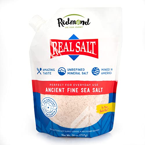 Redmond Real Salt - Ancient Fine Sea Salt, Unrefined Mineral Salt, 26 Ounce Pouch (2 Pack)