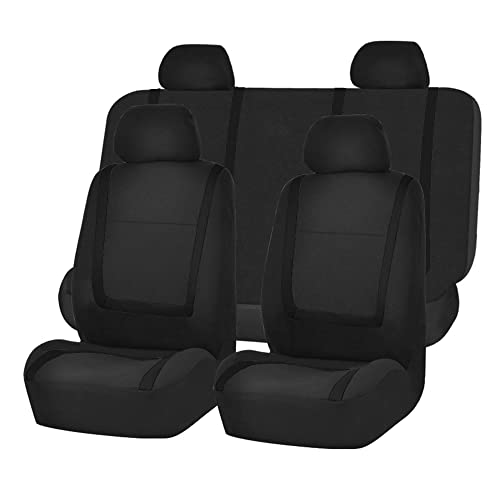 HIPATU Autositzbezüge Komplettset für VW Touareg 2010-2018+, Atmungsaktiv Polyesternetz Sitzbezüge Auto Schonbezüge Set Airbag-Kompatible Sitzbezügesets Auto Sitzschoner,A-Black