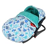 Fußsack SOMMERFUßSACK 90cm Minky Babyschale Kinderwagen Buggy Jogger (1. Minze + Dino)