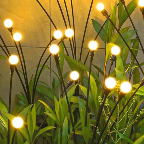 SALCAR Solarlampen für Außen Garten, 4 Stück 10LED Solar Glühwürmchen LED Solarleuchten Gartendeko, Wasserdicht Firefly Solarleuchten für Außen Garten für Draußen Balkon Terrassen Outdoor, Warmweiß