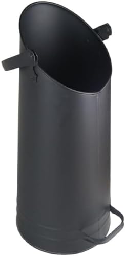 Valo Pellet Eimer (Kohleeimer aus Stahl, Kamineimer mit klappbarem Henkel, Kohleschütte, Pellet Behälter, Maße: 23 x 23 x 51 cm schwarz) VK000505