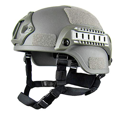 Jitong Taktischer Helm Militär-Stil Schutzhelm für Airsoft Paintball Outdoor-Sportarten Mountainbike Radfahren CQB Shooting - Grau