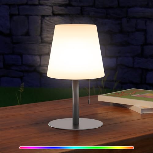 Tischlampe 8 Farben RGB Nachttischlampe Mit Dimmbares Farbwechsel Nachtlicht Mit Für Wohn- und Schlafzimmer Tischlampe Nachttischlampe Kabellos & per USB Aufladbar Silber