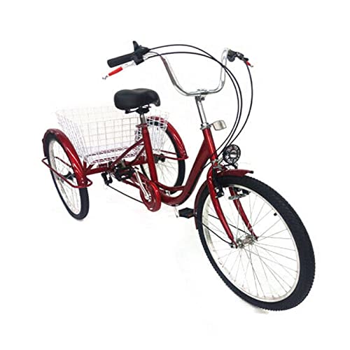 24 Zoll Dreirad für Erwachsene 6 Gänge Erwachsenendreirad 3 Räder Fahrräder für Senioren V Bremse Adult Tricycle