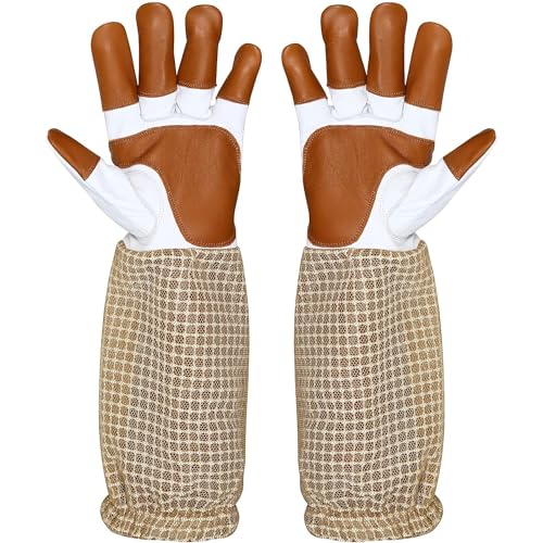 URBANSBEE Professionelle Imker-Handschuhe – Leder Imker-Schutzhandschuhe 1 Paar Handschuhe gegen Bienen für Damen und Herren Imker