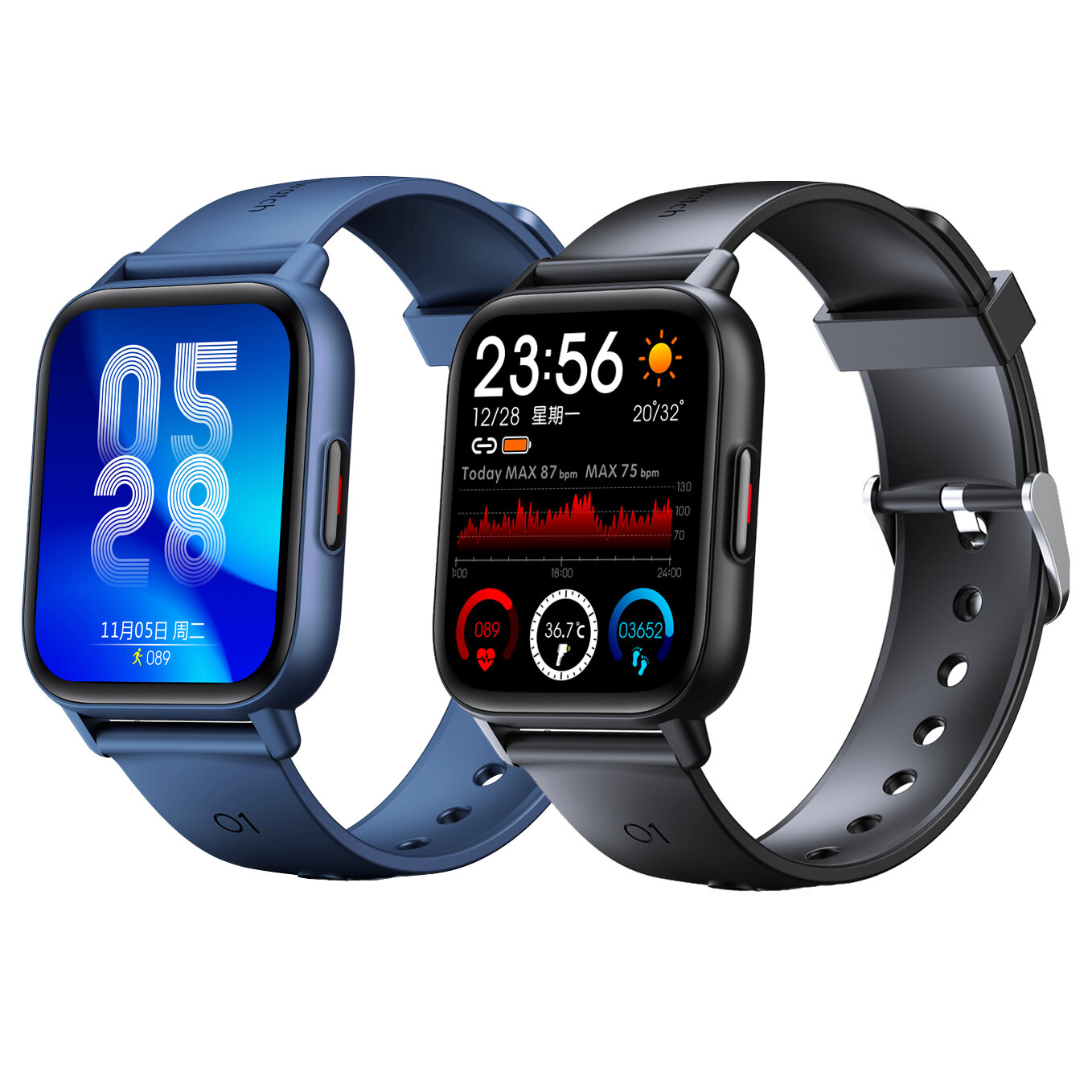 [Körpertemperaturmessung] Bakeey QS16 Pro 1,69-Zoll-Touchscreen-Herzfrequenz-Blutdruck-SpO2-Monitor 24 Sportmodi Benutze