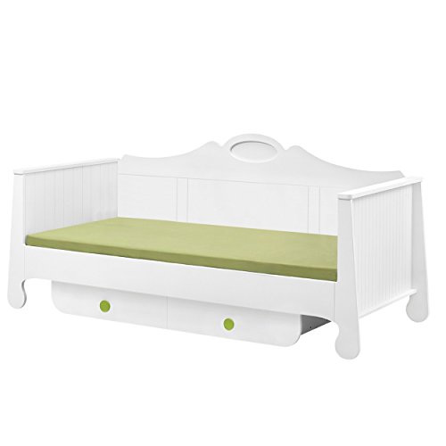 Kinder Bett Bettkasten 2er Set Kinderzimmerbett Jugendbett PAROLE 200x90 weiß grün