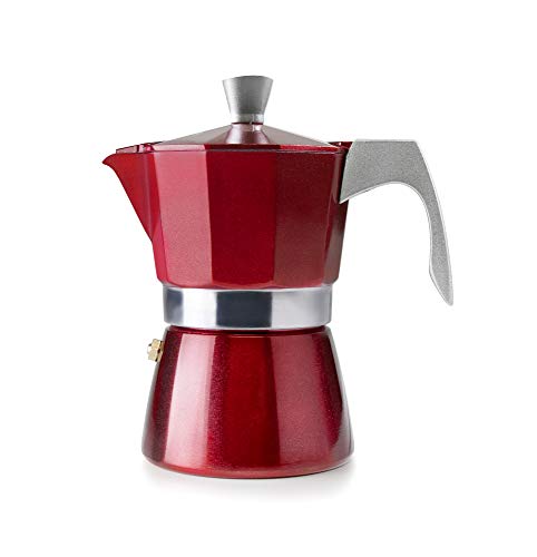 Ibili 623203 Espressokocher für 3 Tassen, Aluminium, Rot, 16 x 9 x 9 cm