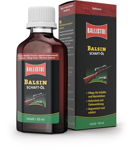 BALLISTOL Unisex – Erwachsene Waffenpflege Balsin Schaftöl Flasche, Rot/Braun, 12 Stück