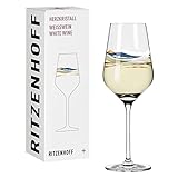 RITZENHOFF 3011007 Weißweinglas 300 ml - Serie Herzkristall Nr. 7 – mit Landschaftsmotiv in Roségold – Made in Germany