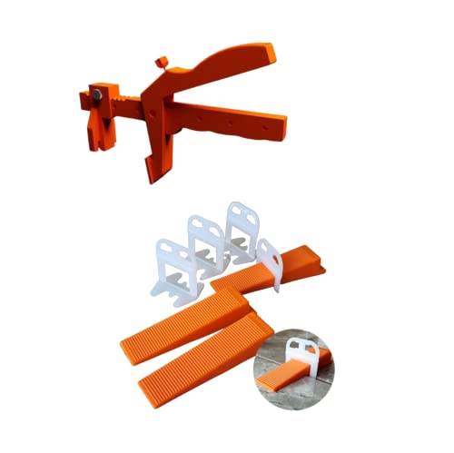 ISTA TOOLS Fliesen Nivelliersystem Kit Set mit 100x Zuglaschen 50x Keile 1x Zange Fliesen Verlegehilfe (1 mm)