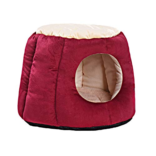 Livecity Weich warm leicht atmungsaktiv faltbar Hundekatzekissen Haustierbett,Cave Shape Pet Dog Cat Bed Puppy Nest Cushion House Breathable Kennel Blanket Grey L
