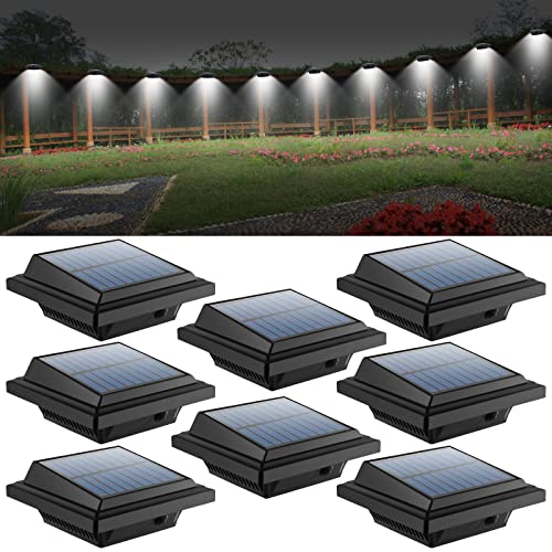 Uniquefire Schwarz Solarlampe 6 LEDs Dachrinnen Außenlampe Leuchte Wandlampe Solar für Garten, Terrasse, Fahrtweg, Höfe, Traufen (8 STK.)