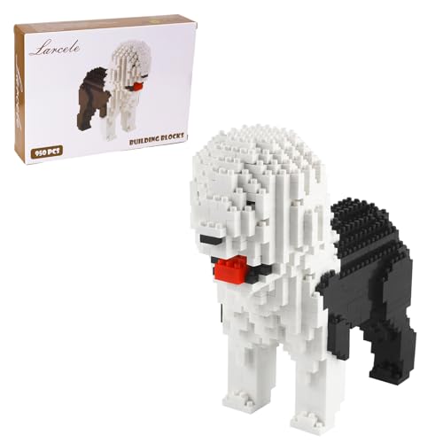 Larcele Mini Hund Bausteine Spielzeug Bricks Haustier Bauen Bauklötze,950 Stücke KLJM-02 (Altenglischer Schäferhund) Mehrweg