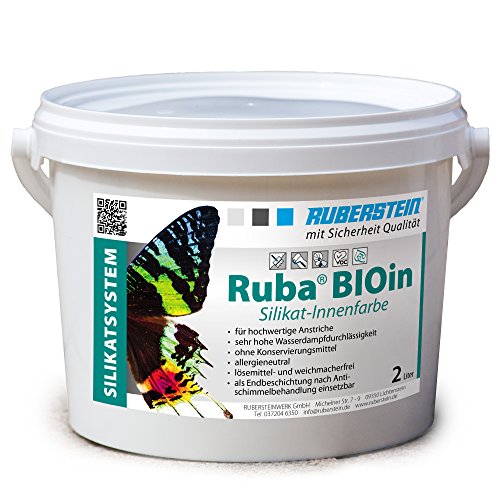 Ruberstein® Ruba BIOin, Silikatfarbe innen, 2l, weiß, für Allergiker, Anti-Schimmelfarbe