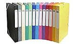 Exacompta 18500H 25er Pack Premium Sammelboxen mit Gummizug 25 mm breit aus extra starkem Colorspan-Karton mit Rückenschild für DIN A4 Archivbox Heftbox Dokumentenbox Zeichenbox farbig sortiert