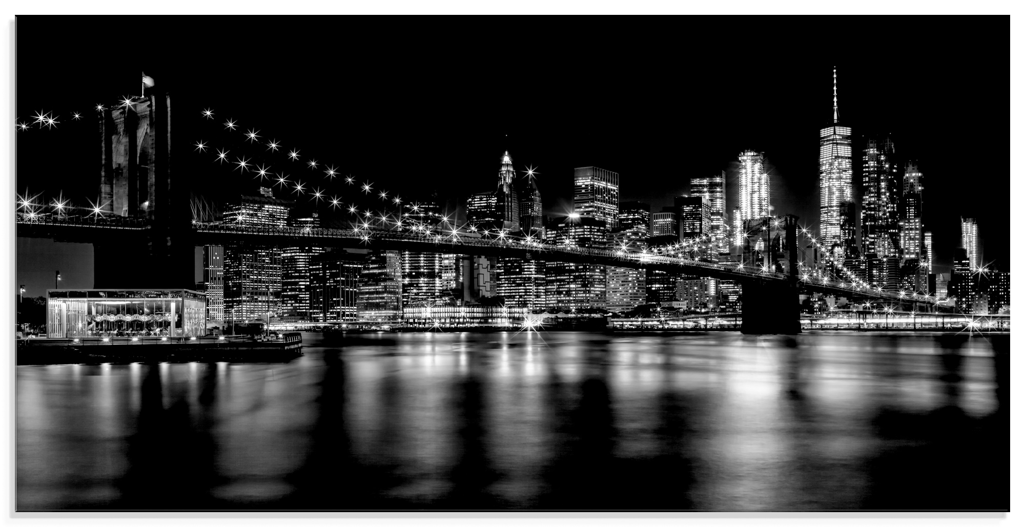 Artland Glasbild "Manhattan Skyline & Brroklyn Bridge I", Amerika, (1 St.)
