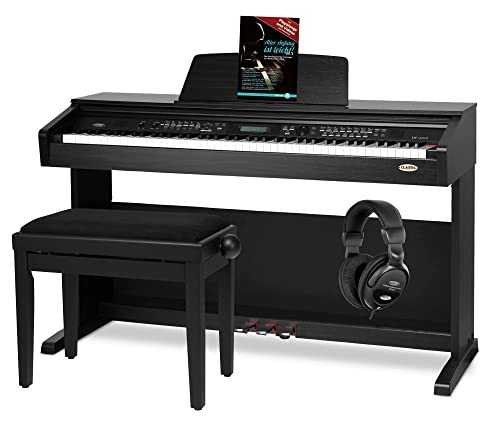 Classic Cantabile DP-A 310 SM E-Piano SET (Digitalpiano 88 Tasten Hammermechanik, Kopfhöreranschluss, USB, Begleitautomatik, 3 Pedale, Piano für Anfänger + Pianobank + Kopfhörer + Schule) schwarz