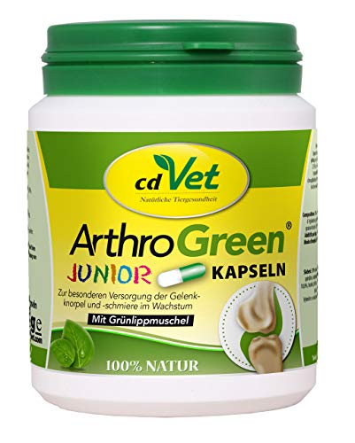 cdVet Naturprodukte ArthroGreen Junior 100 Kapseln - Unterstützung - Gelenke - Unterstützung des gesamten Bewegungsapparates - positiven Einfluss auf die Gedächtnisleistung bzw. das Lernvermögen -