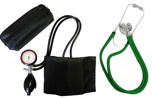 Blutdruckmessgerät Blutdruckmesser Oberarm Gold 2 + Rappaport Doppelschlauch Stethoskop grün Doppelkopf Tiga-Med K 2 II Qualität